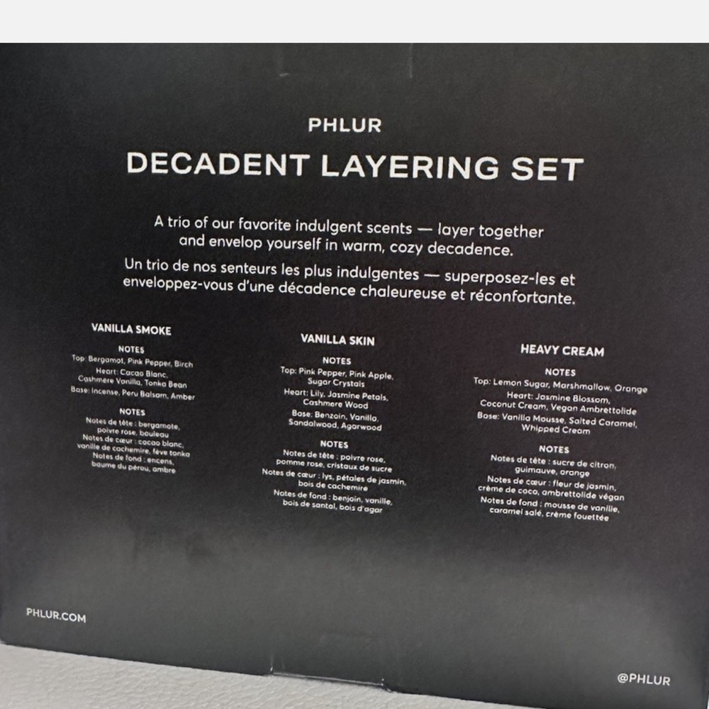 PHLUR Decadent Layering Set Vanilla Smoke Skin Heavy Cream Travel Mists - Picture 4 of 6